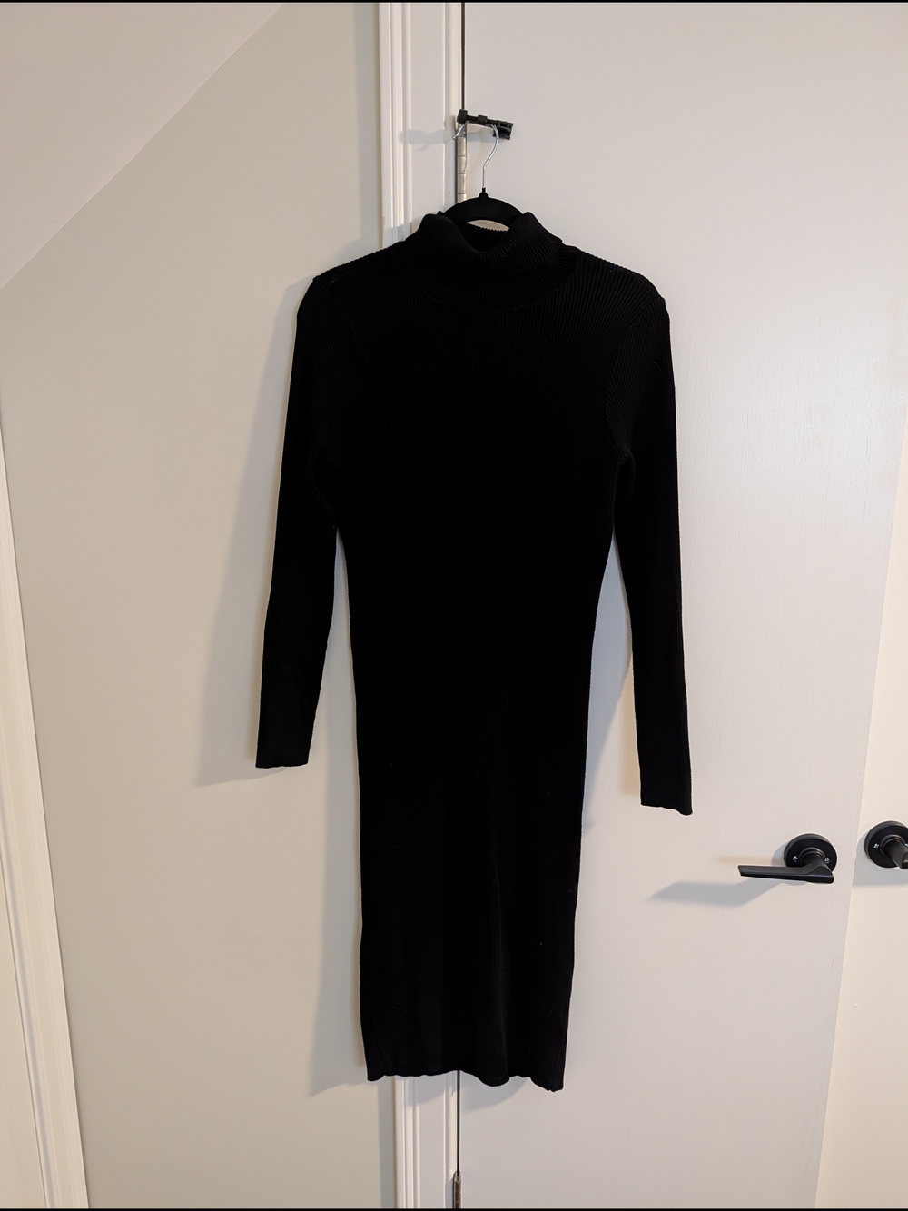 Classic Black Turtleneck Long-Sleeve Dress
